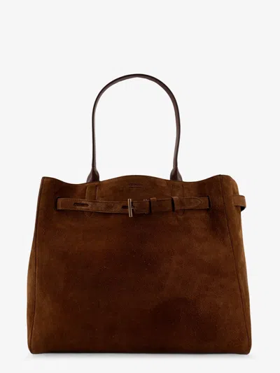 Tom Ford Suede Shoulder Bag With Engraved Logo On The Front In Brown