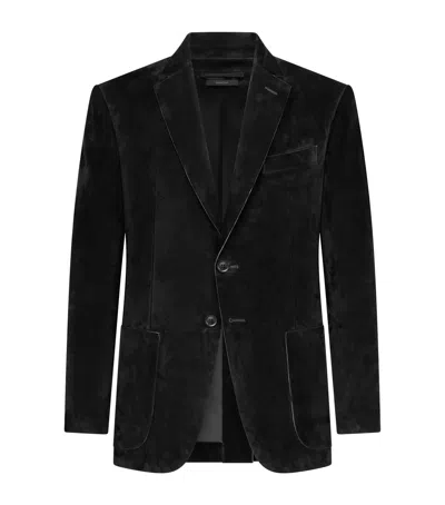 Tom Ford Suede Single-breasted Blazer In Black