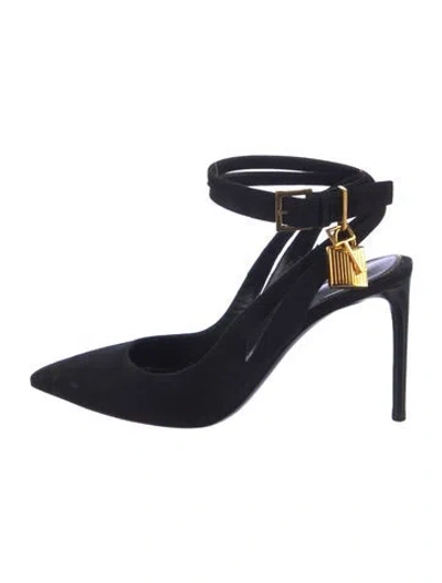 Pre-owned Tom Ford Suede Slingback Pumps In Black/blue