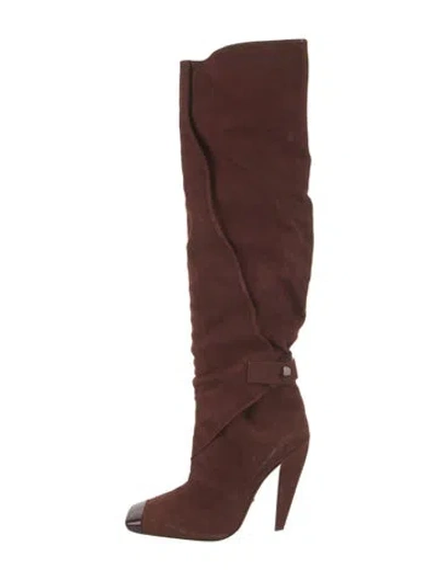 Pre-owned Tom Ford Suede Slouch Boots In Brown