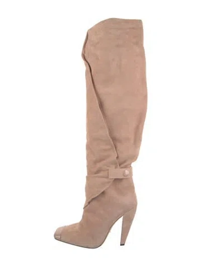Pre-owned Tom Ford Suede Slouch Boots In Neutral