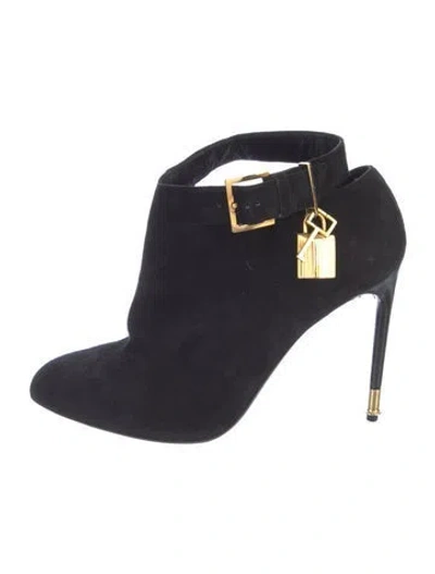 Pre-owned Tom Ford Suede Studded Accents Mules In Blue