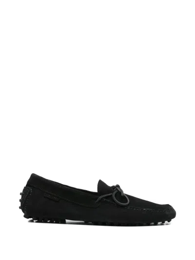 Tom Ford Suede Tie Loafers In Black