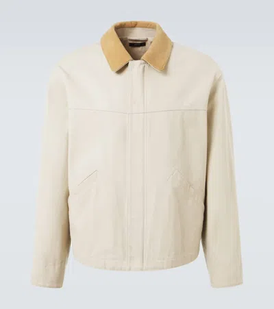 Tom Ford Suede-trimmed Cotton Canvas Jacket In Multi