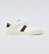 Tom Ford Panelled Suede And Grained Leather Sneakers In White