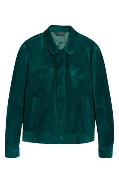 Tom Ford Mens Emerald Western Collared Suede Jacket In Green
