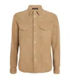 Tom Ford Cotton Shirt With Pockets And Stitching In Beige