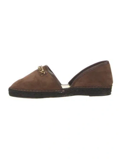 Pre-owned Tom Ford Suede Whipstitch Trim D'orsay Flats In Brown