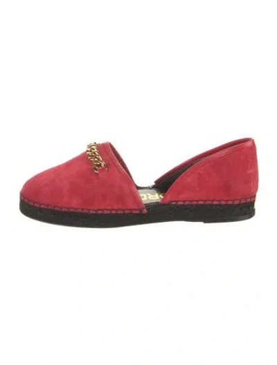 Pre-owned Tom Ford Suede Whipstitch Trim D'orsay Flats In Red