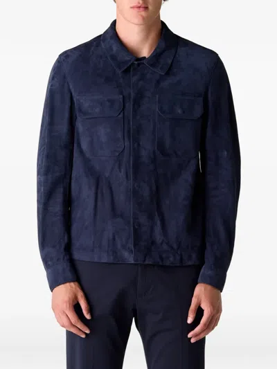 Tom Ford Suede-effect Flap-pocket Shirt Jacket In Blue