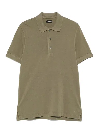 Tom Ford Classic Pique Polo With Tailored Fit In Green