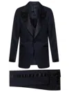 Tom Ford Satin Trim Single-breasted Tuxedo Suit In Blue