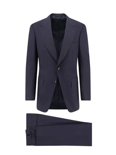 Tom Ford Men Wool Suit With Wide Lapel