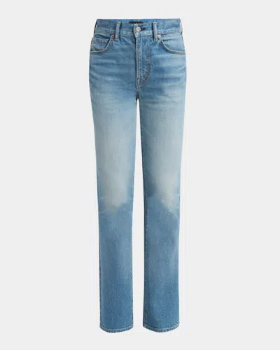 Tom Ford Summer Stone Washed Denim Straight-leg Pants In Light - Mi