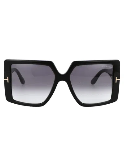 Tom Ford Squared Sunglasses Ft0921 01 B In 01b Nero Lucido / Fumo Grad