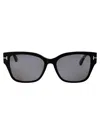 Tom Ford Nora 57mm Gradient Cat Eye Sunglasses In 01d Nero Lucido / Fumo Polar