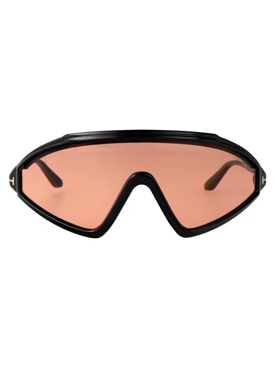 Tom Ford Sunglasses In 01e Nero Lucido / Marrone