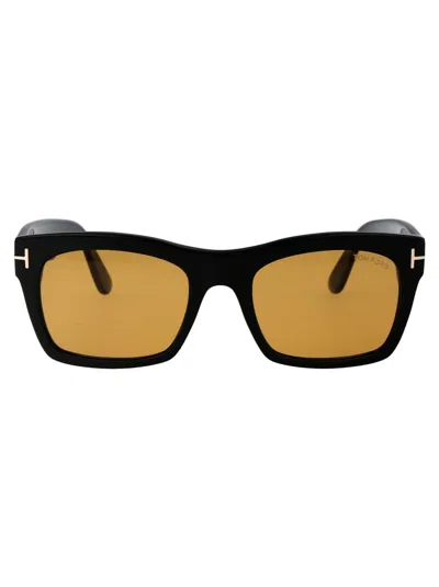 Tom Ford Sunglasses In 01e Nero Lucido / Marrone
