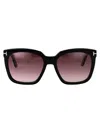Tom Ford Havana Acetate Cat-eye Sunglasses In 01t Nero Lucido / Bordeaux Grad