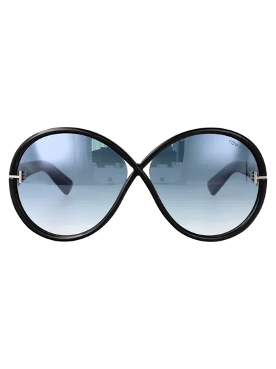 Tom Ford Sunglasses In 01x Nero Lucido / Blu Specchiato