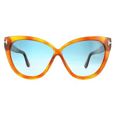 Pre-owned Tom Ford Sunglasses 0511 Arabella 53w Blonde Havana Blue Gradient In Brown