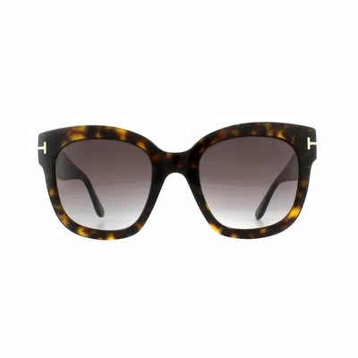 Pre-owned Tom Ford Sunglasses 0613 Beatrix 52t Dark Havana Bordeaux Gradient In Red