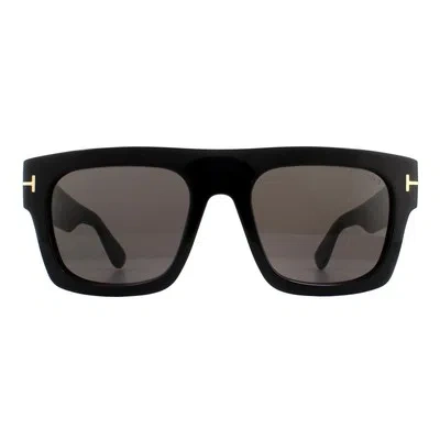 Pre-owned Tom Ford Sunglasses 0711 Fausto 01a Shiny Black Smoke Gray