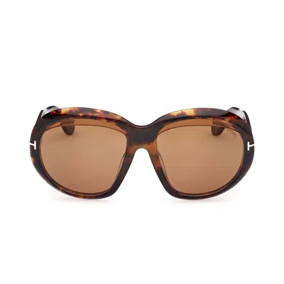 Tom Ford Angelica Round Sunglasses In Dark Havana