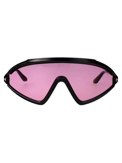 Tom Ford Sunglasses In 01y Nero Lucido / Viola