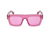 Tom Ford Fausto Square Semi-transparent Acetate Sunglasses In Pink