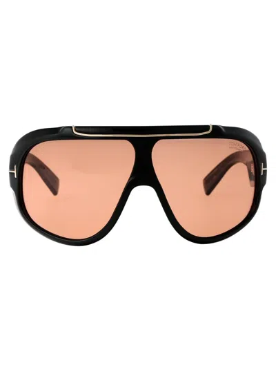Tom Ford Sunglasses In 01e Nero Lucido / Marrone