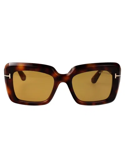 Tom Ford Geometric Sunglasses In Brown
