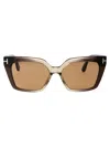 Tom Ford Winona 53mm Gradient Polarized Cat Eye Sunglasses In 47j Marrone Chiaro/altri / Roviex