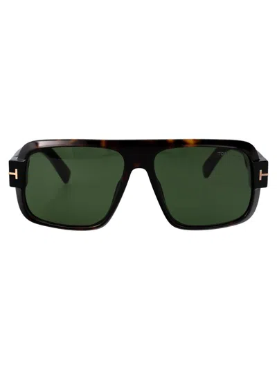 Tom Ford Sunglasses In 52n Avana Scura / Verde