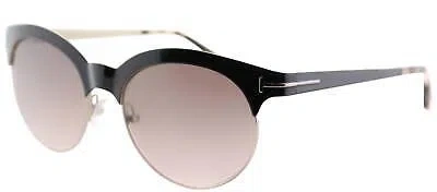 Pre-owned Tom Ford Sunglasses Angela Round Metal Sunglasses With Brown Graident Lens In In Black