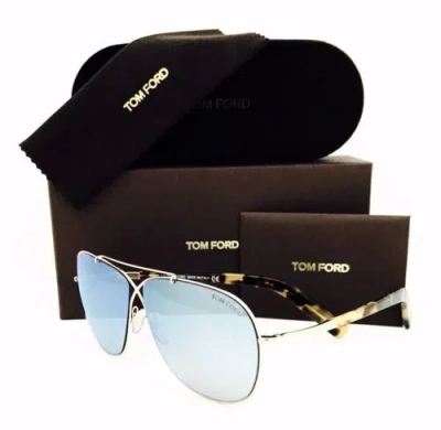 Pre-owned Tom Ford Sunglasses April Tf 393 28x Rose Gold 61•10•145 With Original Case In Blue Mirrored