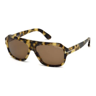 Tom Ford Sunglasses Aviator Full Rim, Havana Frame And Roviex Lens Ft046556j In Brown