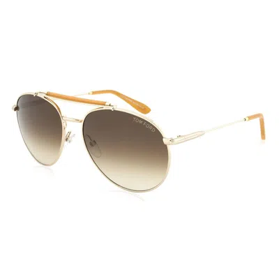 Tom Ford Sunglasses Aviator Full Rim, Rose Gold Frame And Brown Gradient Lens Ft033828f