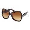 Tom Ford Sunglasses Butterfly Full Rim, Dark Havana Frame And Brown Gradient Lens Ft122252f In Brown