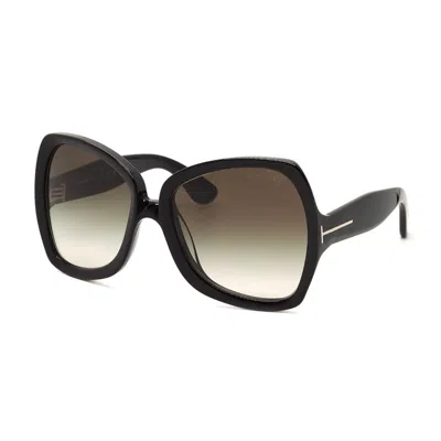 Tom Ford Sunglasses Butterfly Full Rim, Dark Havana Frame And Brown Gradient Lens Ft122252f