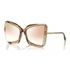 Tom Ford Sunglasses Butterfly Full Rim, Shiny Bordeaux Frame And Gradient Bordeaux Lens Ft076669t In Gold