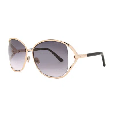 Tom Ford Sunglasses Butterfly Full Rim, Shiny Rose Gold Frame And Gradient Smoke Lens Ft109128b