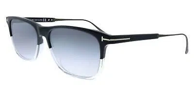 Pre-owned Tom Ford Sunglasses Caleb Rectangle Plastic Sunglasses With Mirror Lens For Men In Black
