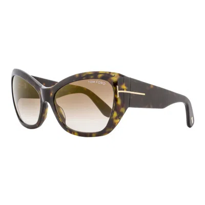 Tom Ford Sunglasses Cat Eye Full Rim, Havana Frame And Brown Gradient Lens Ft046052g