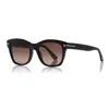 Tom Ford Sunglasses Cat Eye Full Rim, Shiny Black Frame And Gradient Burgundy Polarized Lens Ft061401h In Black