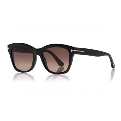 Tom Ford Sunglasses Cat Eye Full Rim, Shiny Black Frame And Gradient Burgundy Polarized Lens Ft061401h