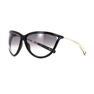 Tom Ford Sunglasses Cat Eye Full Rim, Shiny Black Frame And Smoke Gradient Lens Ft077001b