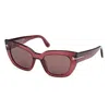 Tom Ford Sunglasses Cat Eye Full Rim, Shiny Bordeaux Frame And Brown Lens Ft119069e In Red