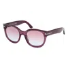Tom Ford Sunglasses Cat Eye Full Rim, Shiny Lilac Frame And Violet Gradient Lens Ft111480z In Purple
