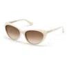 Tom Ford Sunglasses Cat Eye Full Rim, White Frame And Brown Gradient Lens Ft0231martina25f In White